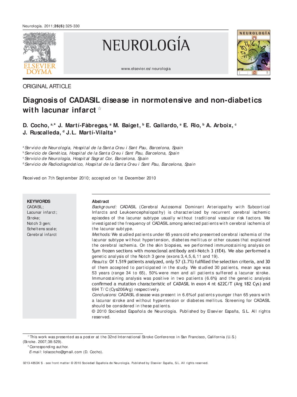 Diagnosis of CADASIL disease in normotensive and non-diabetics with lacunar infarct 