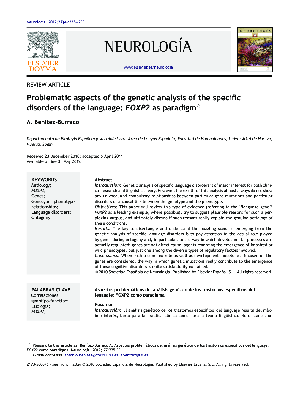Problematic aspects of the genetic analysis of the specific disorders of the language: FOXP2 as paradigm