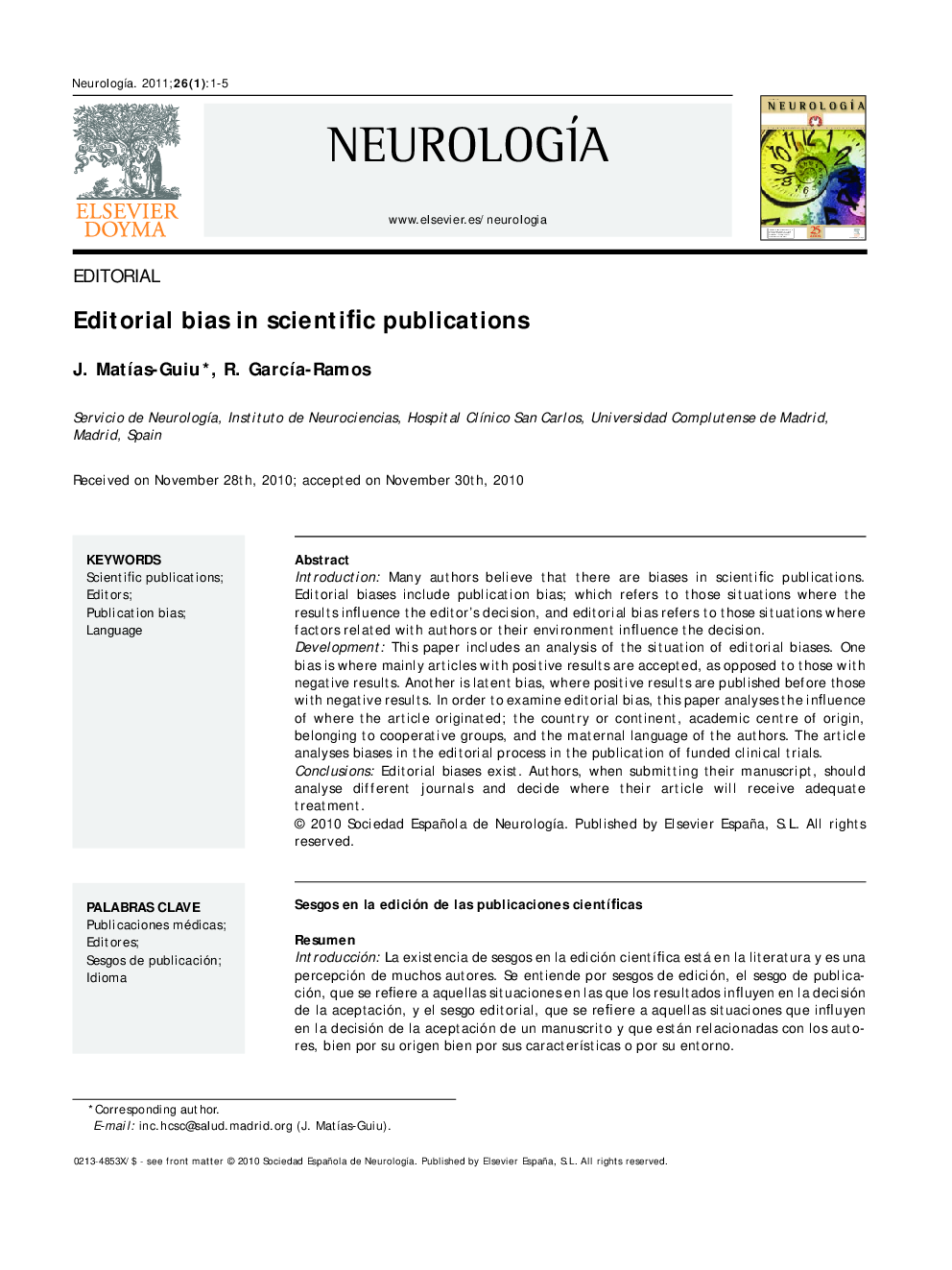 Editorial bias in scientific publications