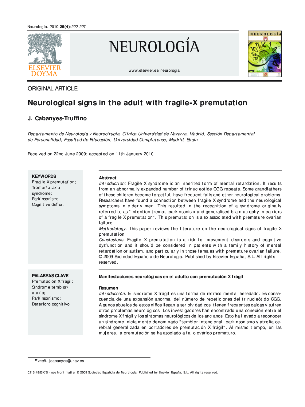 Neurological signs in the adult with fragile-X premutation