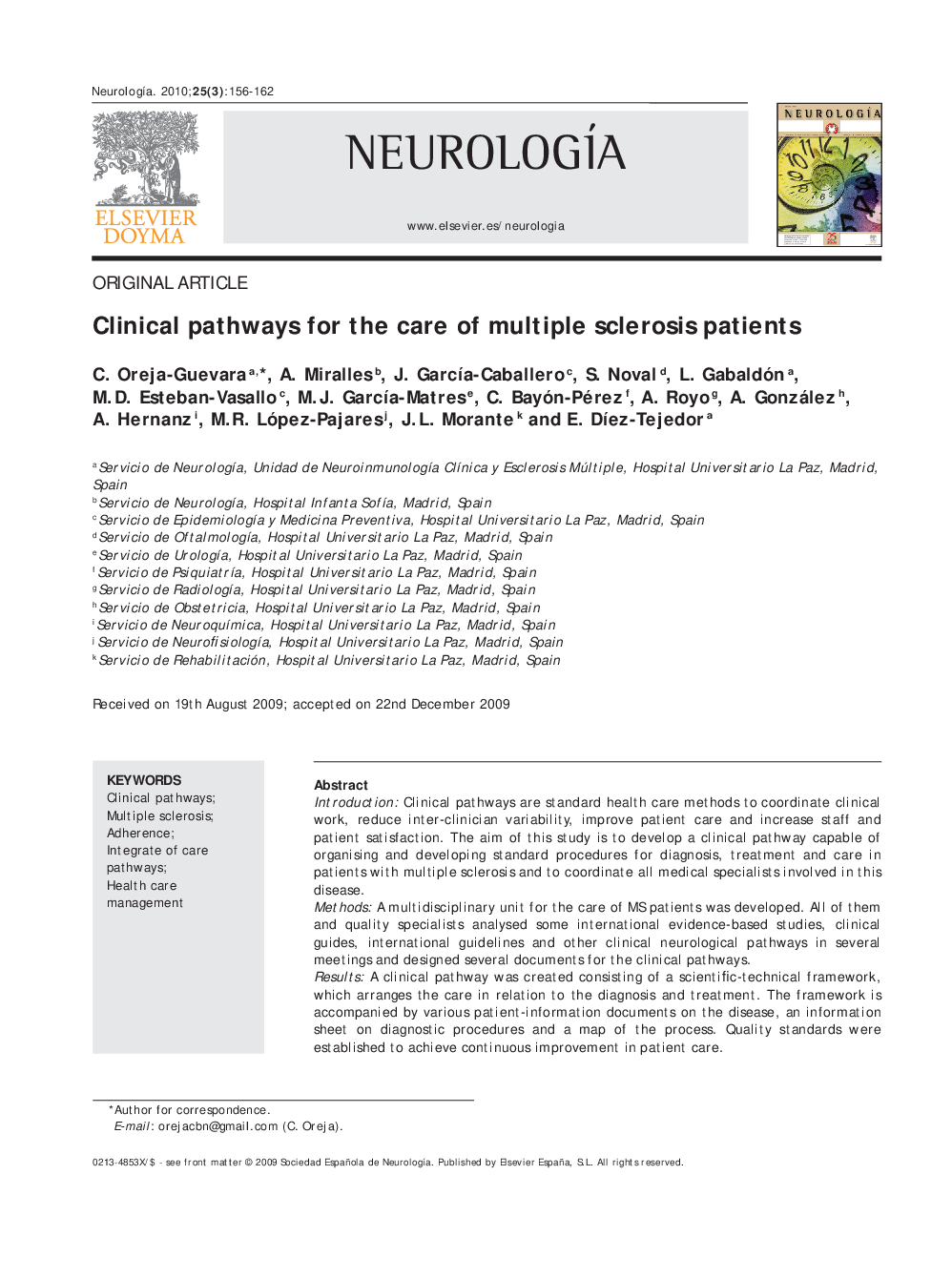 Clinical pathways for the care of multiple sclerosis patients