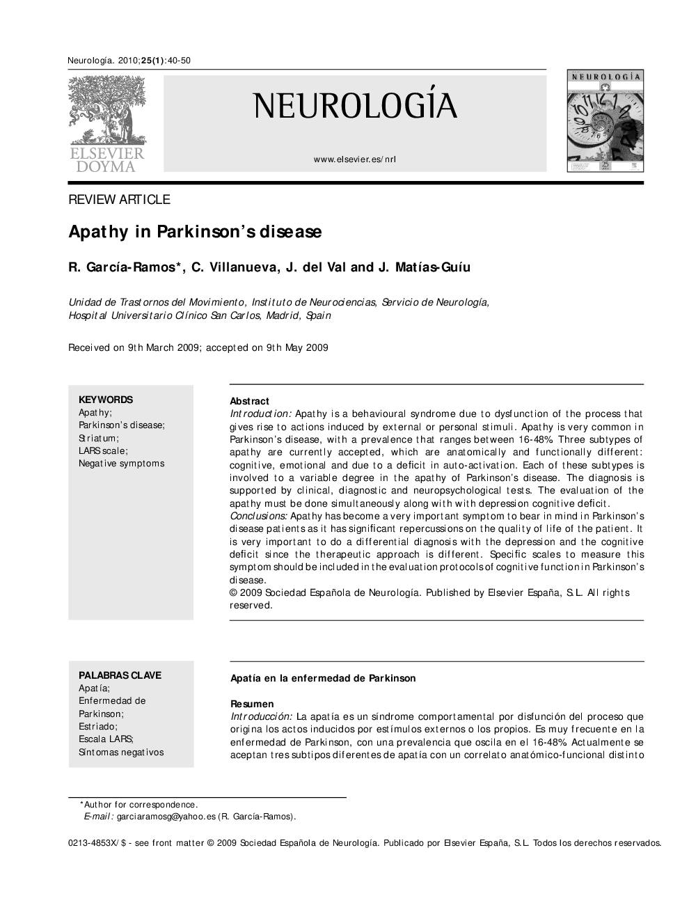 Apathy in Parkinson's disease