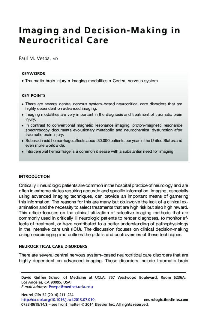 Imaging and Decision-Making in Neurocritical Care