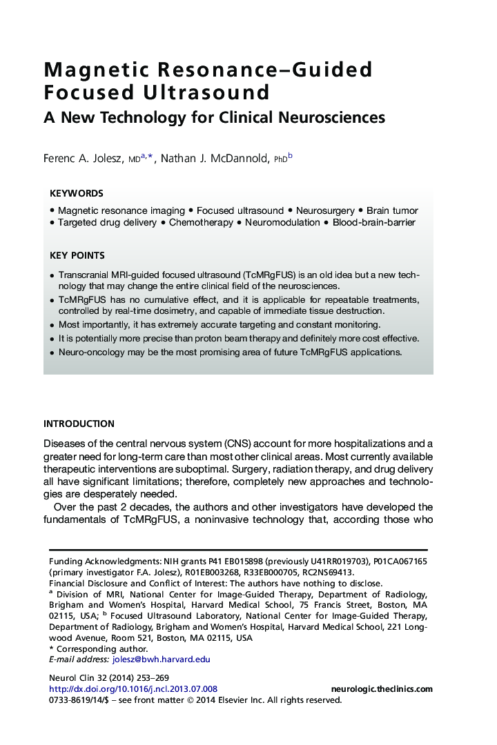 Magnetic Resonance-Guided Focused Ultrasound