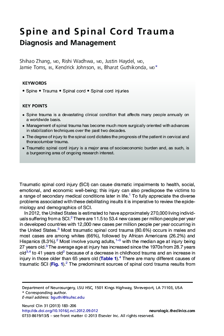 Spine and Spinal Cord Trauma