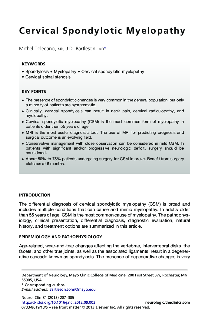 Cervical Spondylotic Myelopathy