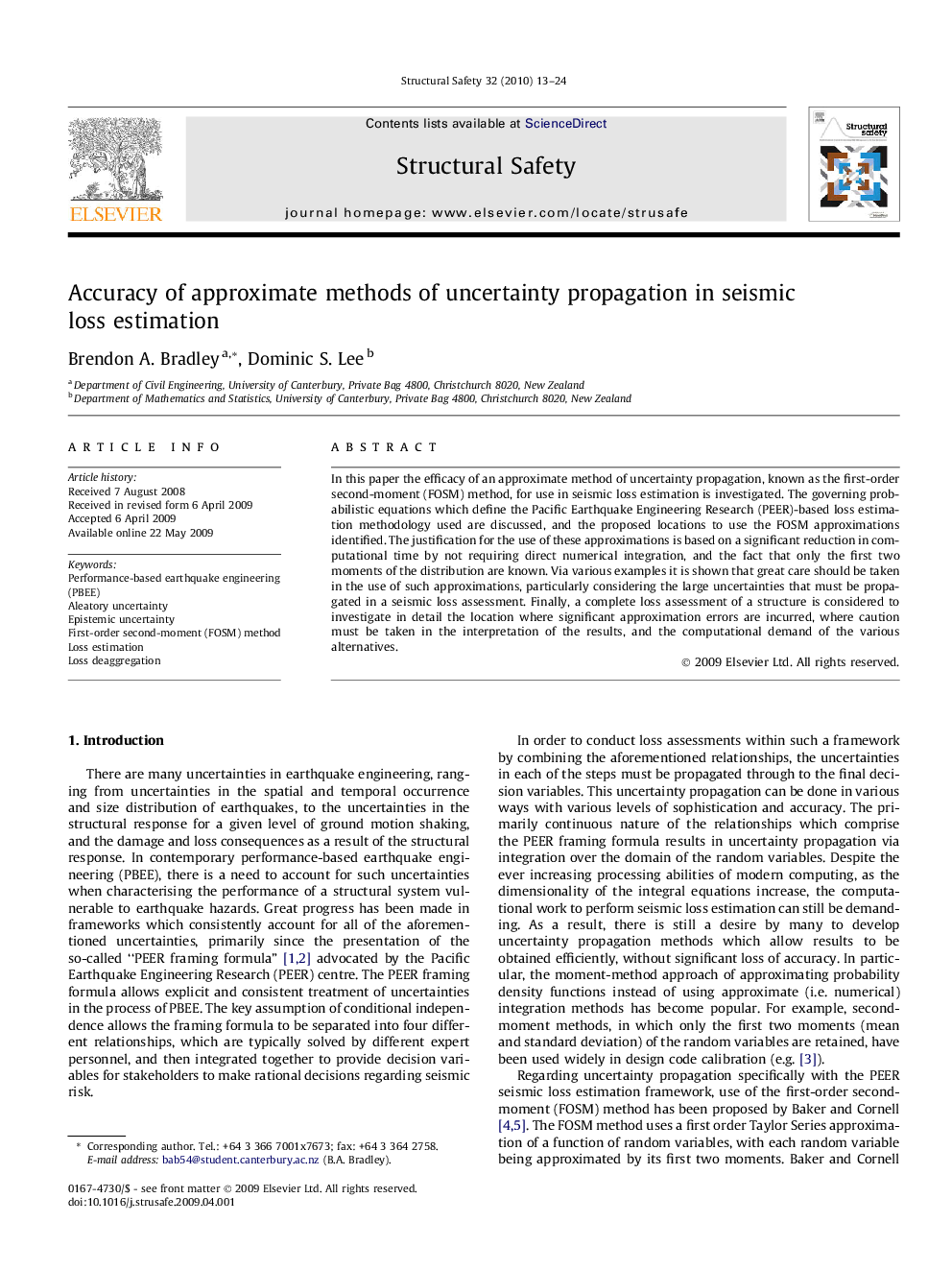 Accuracy of approximate methods of uncertainty propagation in seismic loss estimation