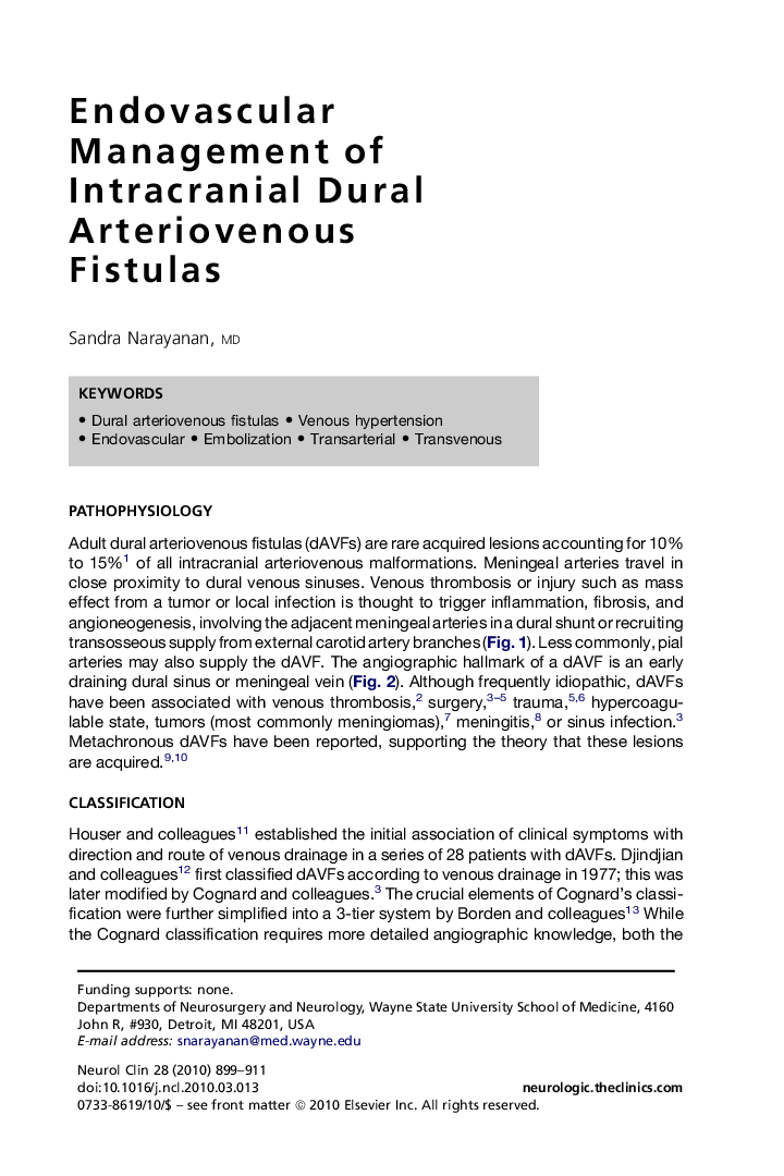 Endovascular Management of Intracranial Dural Arteriovenous Fistulas