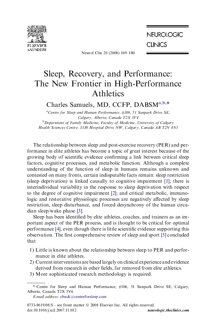 Sleep, Recovery, and Performance: The New Frontier in High-Performance Athletics