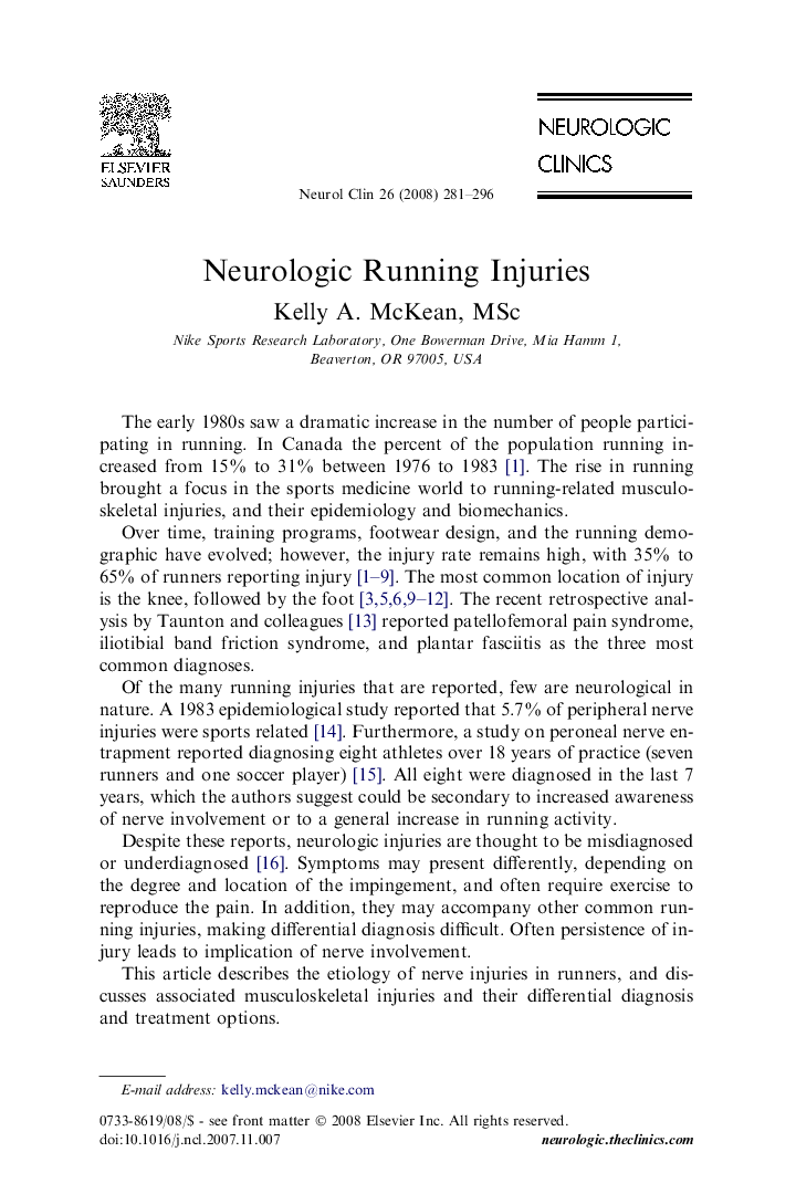 Neurologic Running Injuries