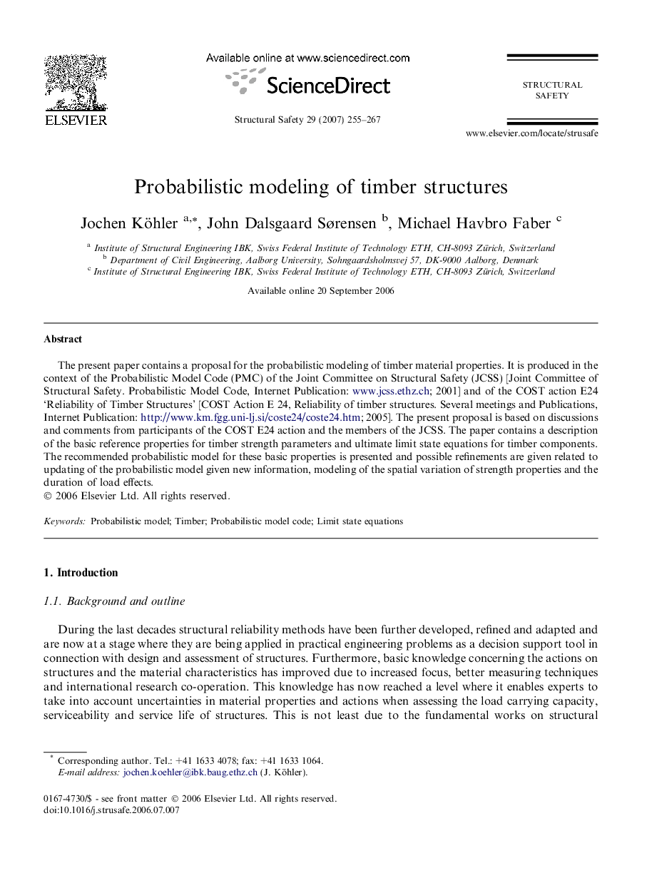 عکس صفحه اول مقاله: Probabilistic modeling of timber structures Probabilistic modeling of timber structures