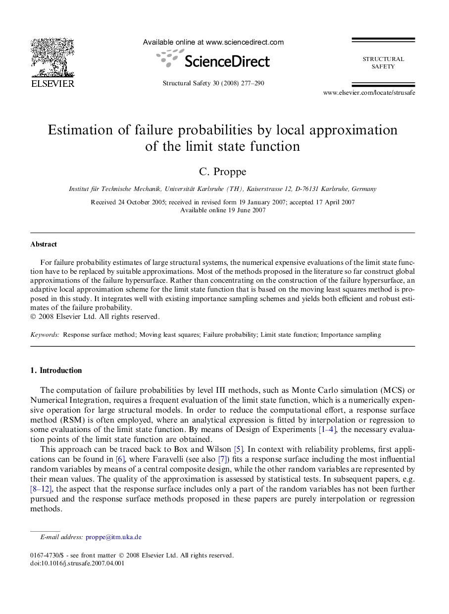 Estimation of failure probabilities by local approximation of the limit state function