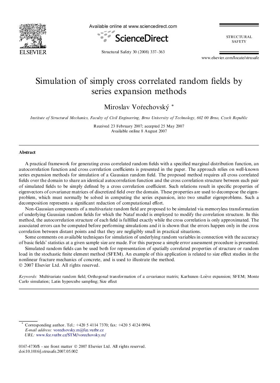 Simulation of simply cross correlated random fields by series expansion methods