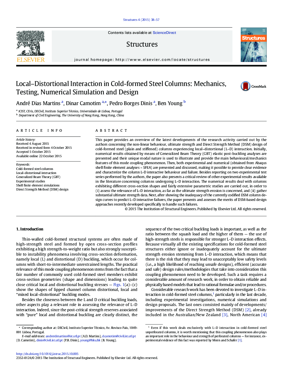 Local–Distortional Interaction in Cold-formed Steel Columns: Mechanics, Testing, Numerical Simulation and Design