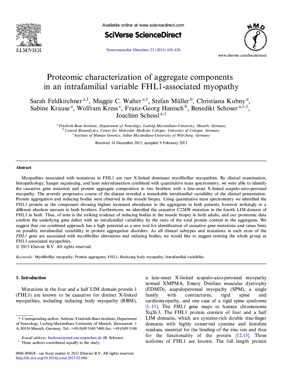 Proteomic characterization of aggregate components in an intrafamilial variable FHL1-associated myopathy