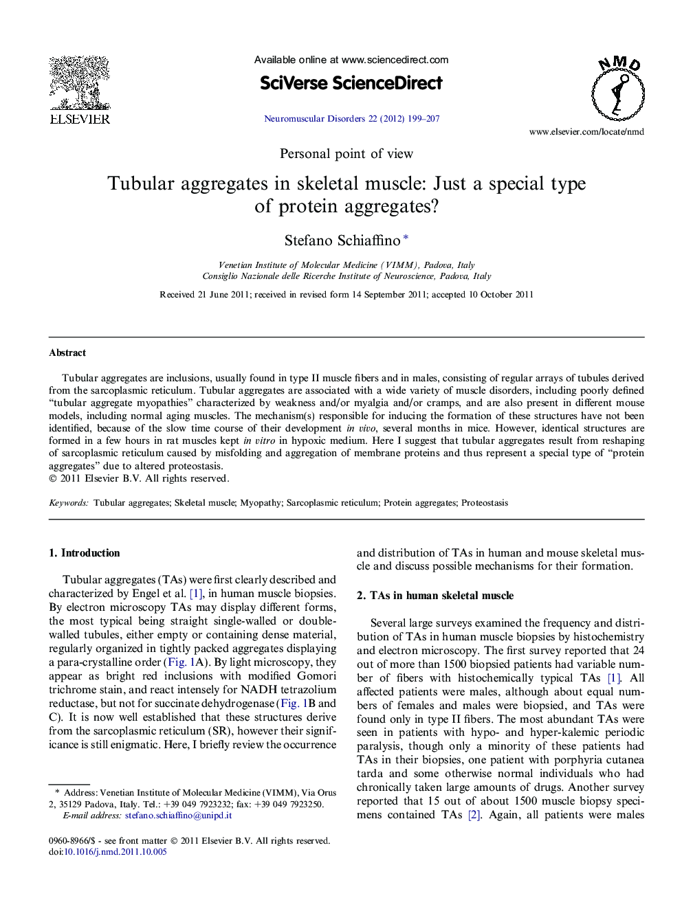 Tubular aggregates in skeletal muscle: Just a special type of protein aggregates?