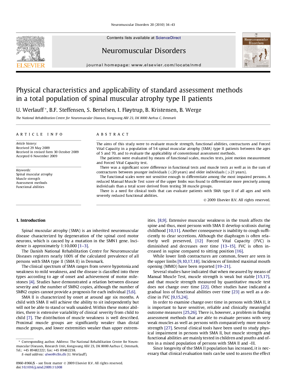 Physical characteristics and applicability of standard assessment methods in a total population of spinal muscular atrophy type II patients