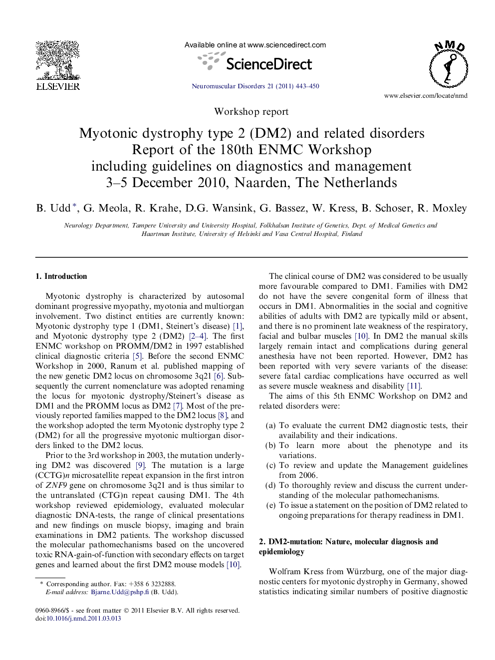 Myotonic dystrophy type 2 (DM2) and related disorders