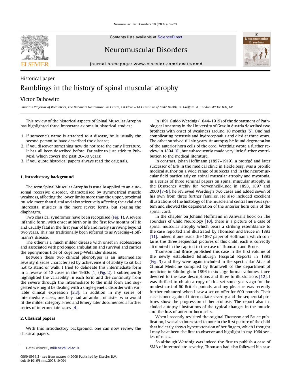 Ramblings in the history of spinal muscular atrophy