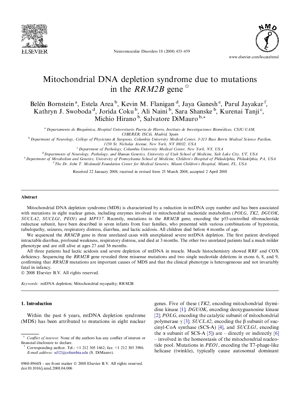 Mitochondrial DNA depletion syndrome due to mutations in the RRM2B gene 