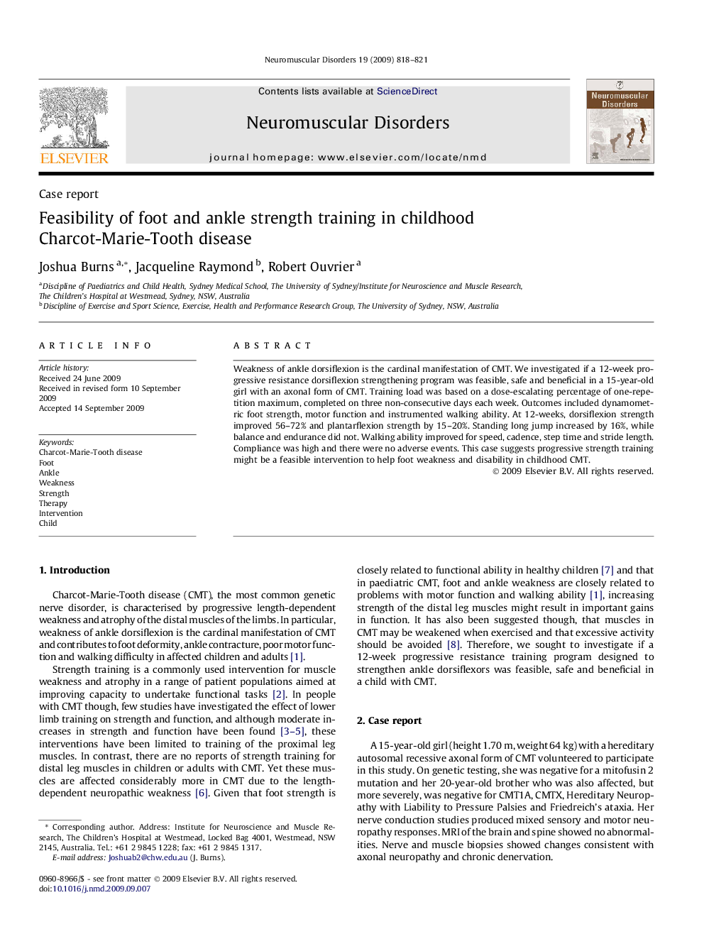 Feasibility of foot and ankle strength training in childhood Charcot-Marie-Tooth disease