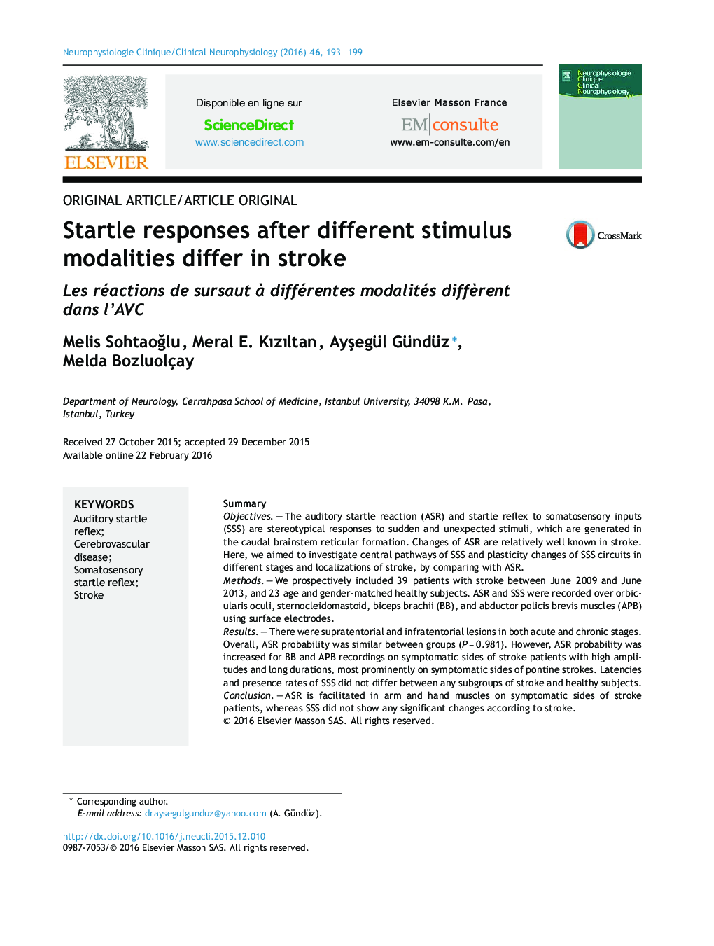 Startle responses after different stimulus modalities differ in stroke