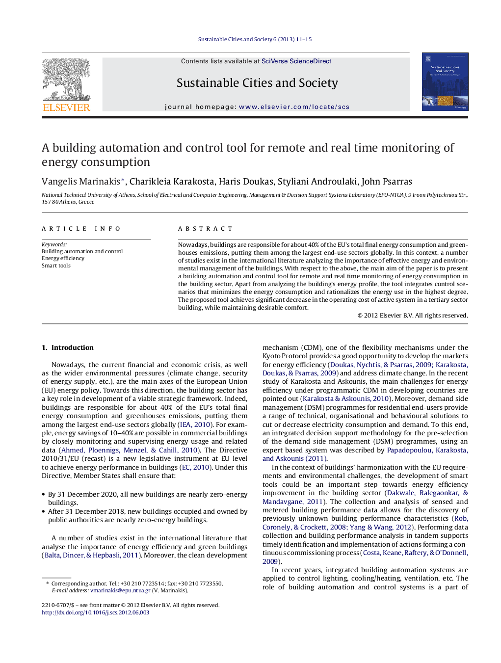 A building automation and control tool for remote and real time monitoring of energy consumption