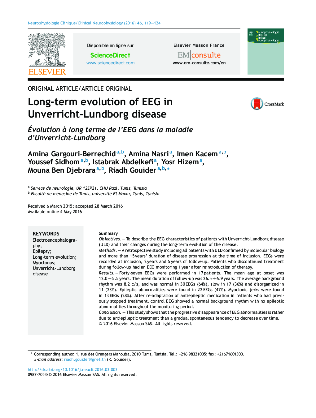 Long-term evolution of EEG in Unverricht-Lundborg disease