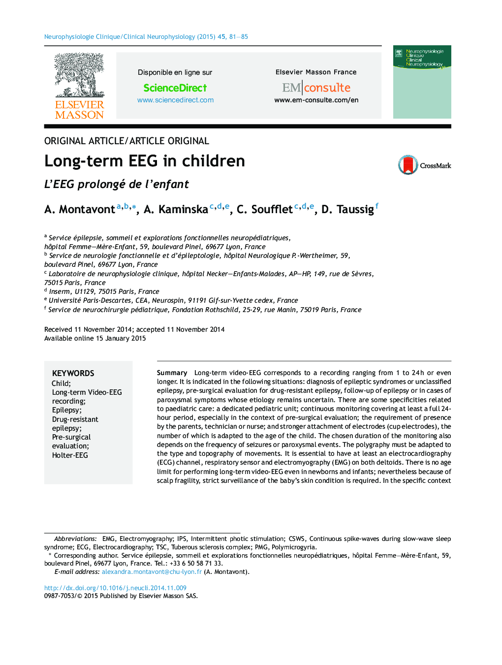 Long-term EEG in children