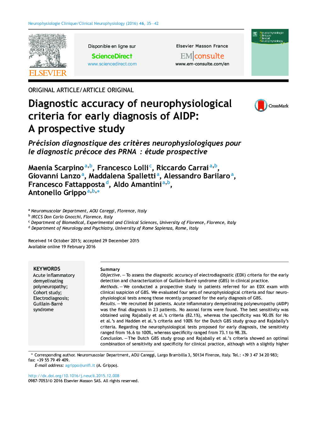 Diagnostic accuracy of neurophysiological criteria for early diagnosis of AIDP: A prospective study