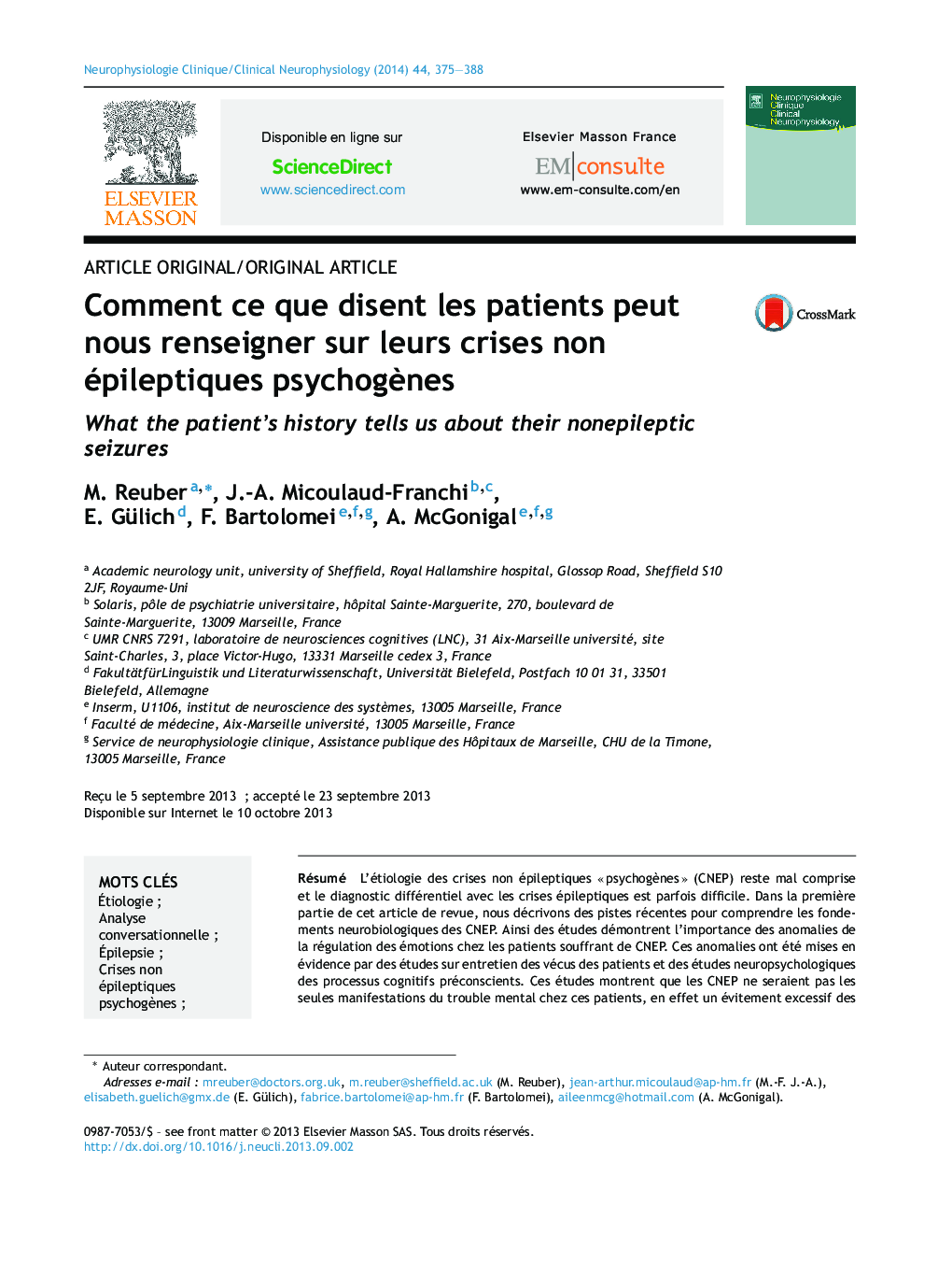 Comment ce que disent les patients peut nous renseigner sur leurs crises non épileptiques psychogènes