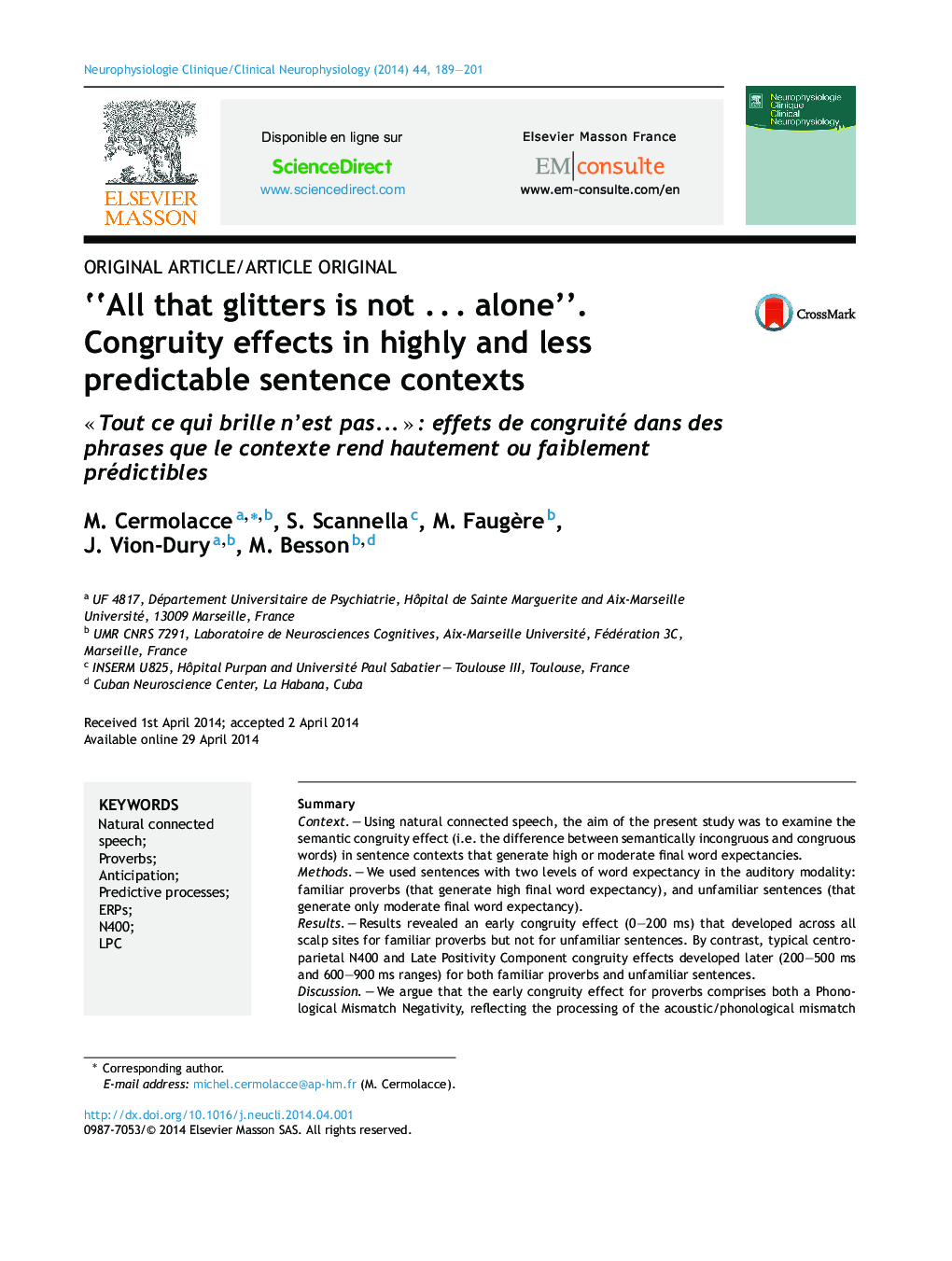 “All that glitters is not … alone”. Congruity effects in highly and less predictable sentence contexts