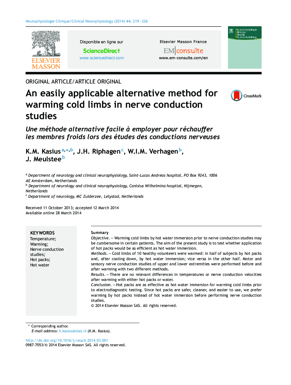 An easily applicable alternative method for warming cold limbs in nerve conduction studies