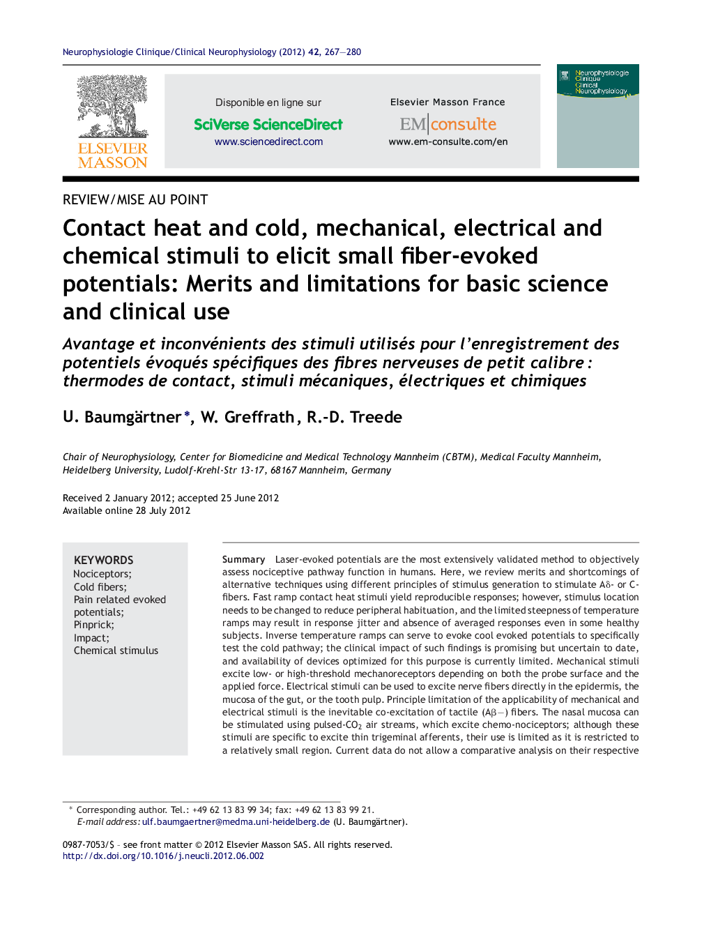 Contact heat and cold, mechanical, electrical and chemical stimuli to elicit small fiber-evoked potentials: Merits and limitations for basic science and clinical use