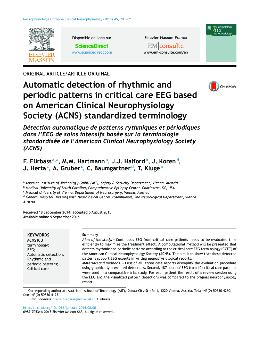 Automatic detection of rhythmic and periodic patterns in critical care EEG based on American Clinical Neurophysiology Society (ACNS) standardized terminology