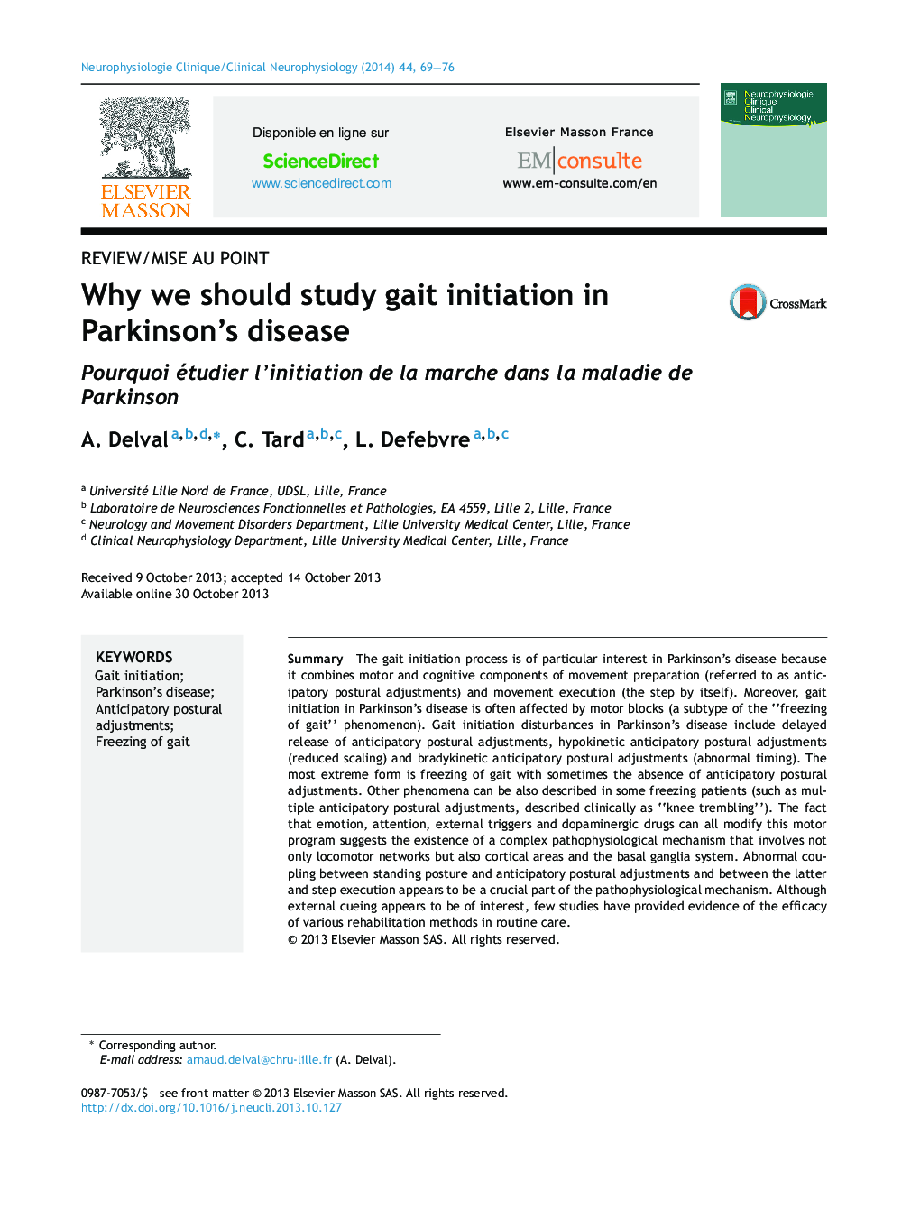 Why we should study gait initiation in Parkinson's disease