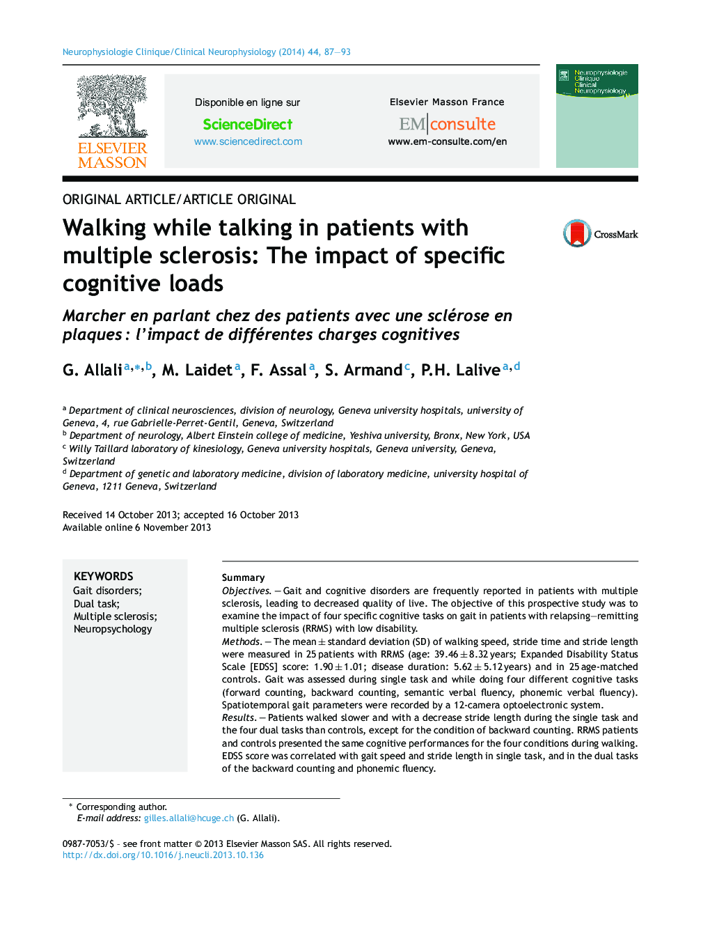 Walking while talking in patients with multiple sclerosis: The impact of specific cognitive loads