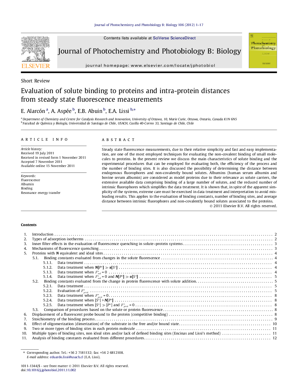 Evaluation of solute binding to proteins and intra-protein distances from steady state fluorescence measurements