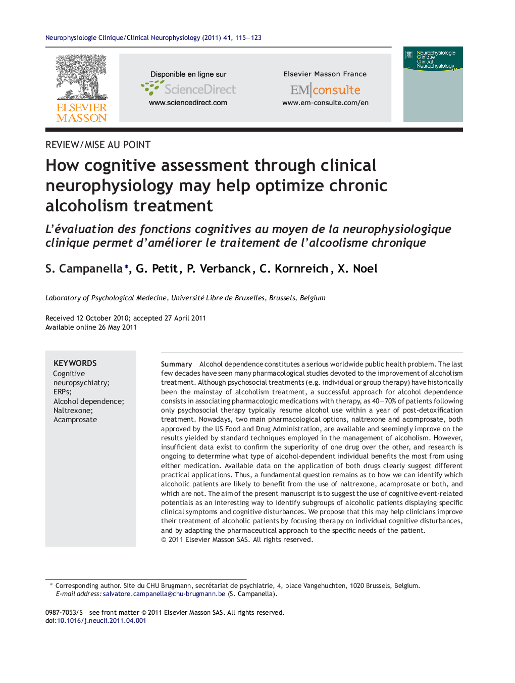 How cognitive assessment through clinical neurophysiology may help optimize chronic alcoholism treatment