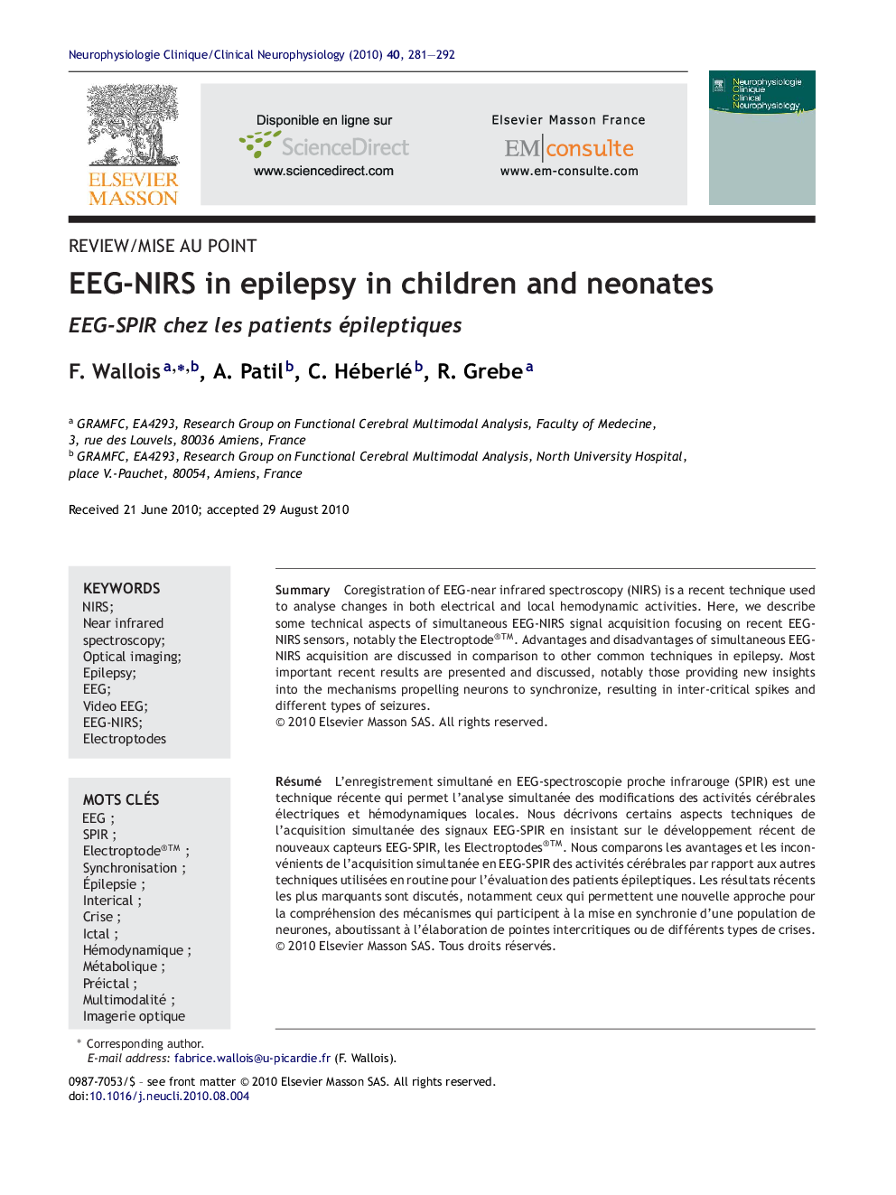 EEG-NIRS in epilepsy in children and neonates