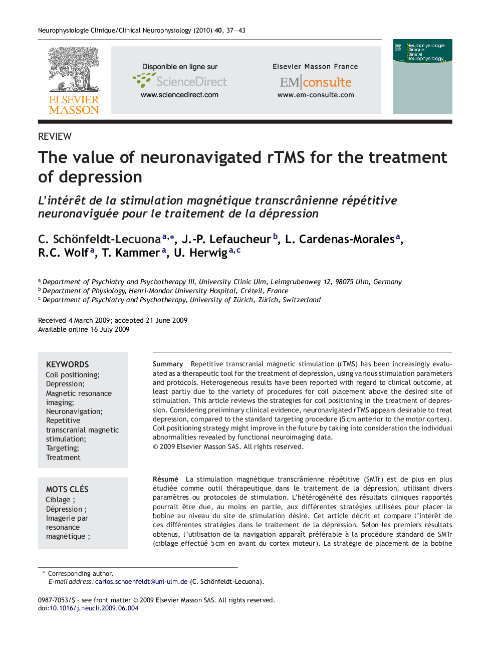 The value of neuronavigated rTMS for the treatment of depression