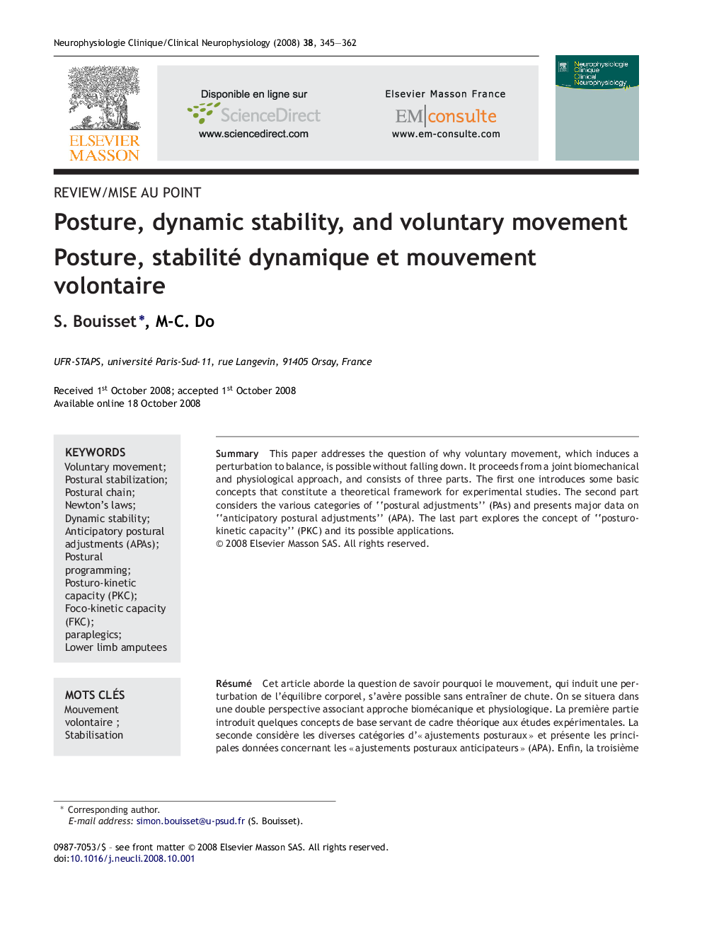 Posture, dynamic stability, and voluntary movement