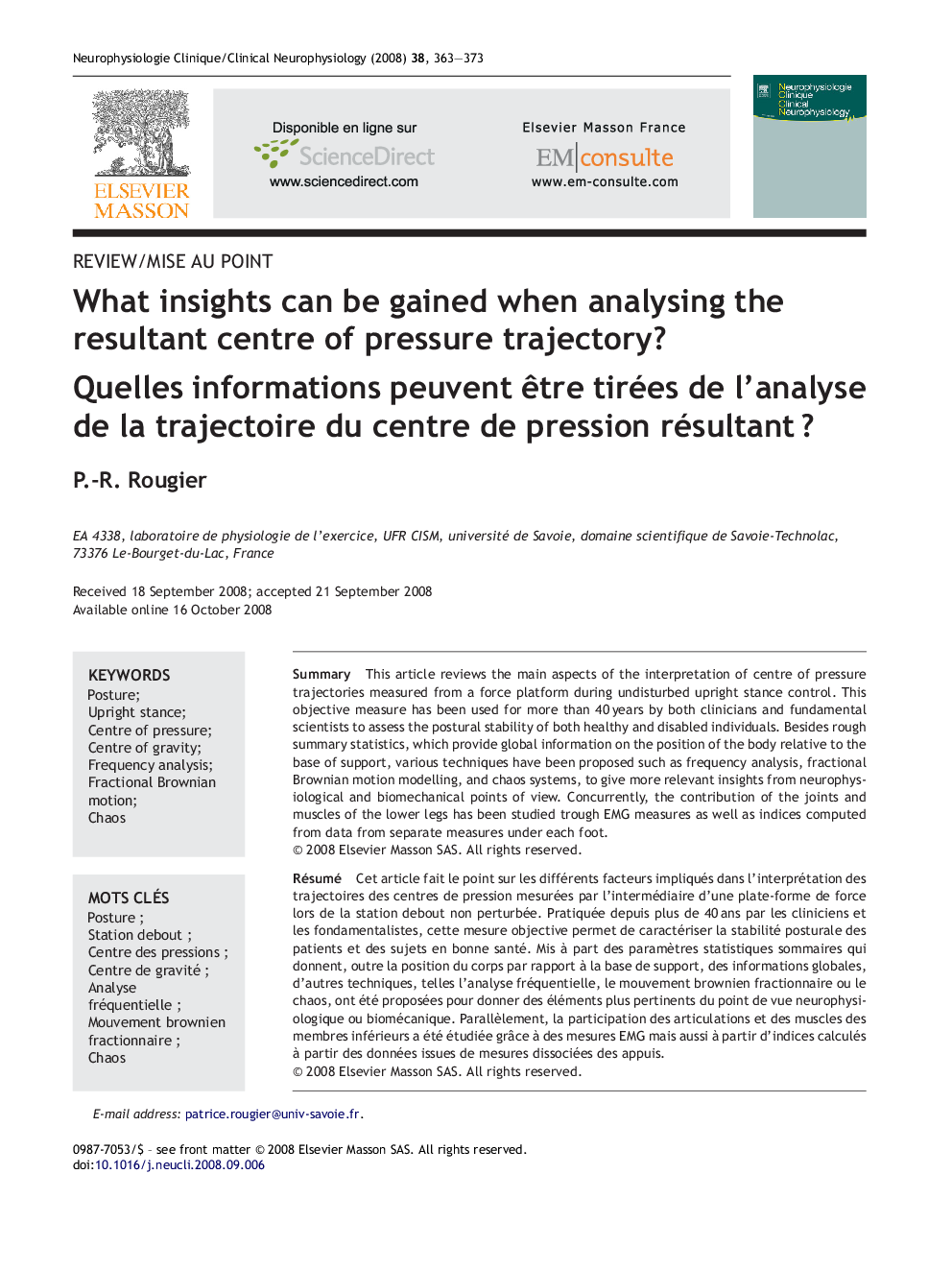 What insights can be gained when analysing the resultant centre of pressure trajectory?