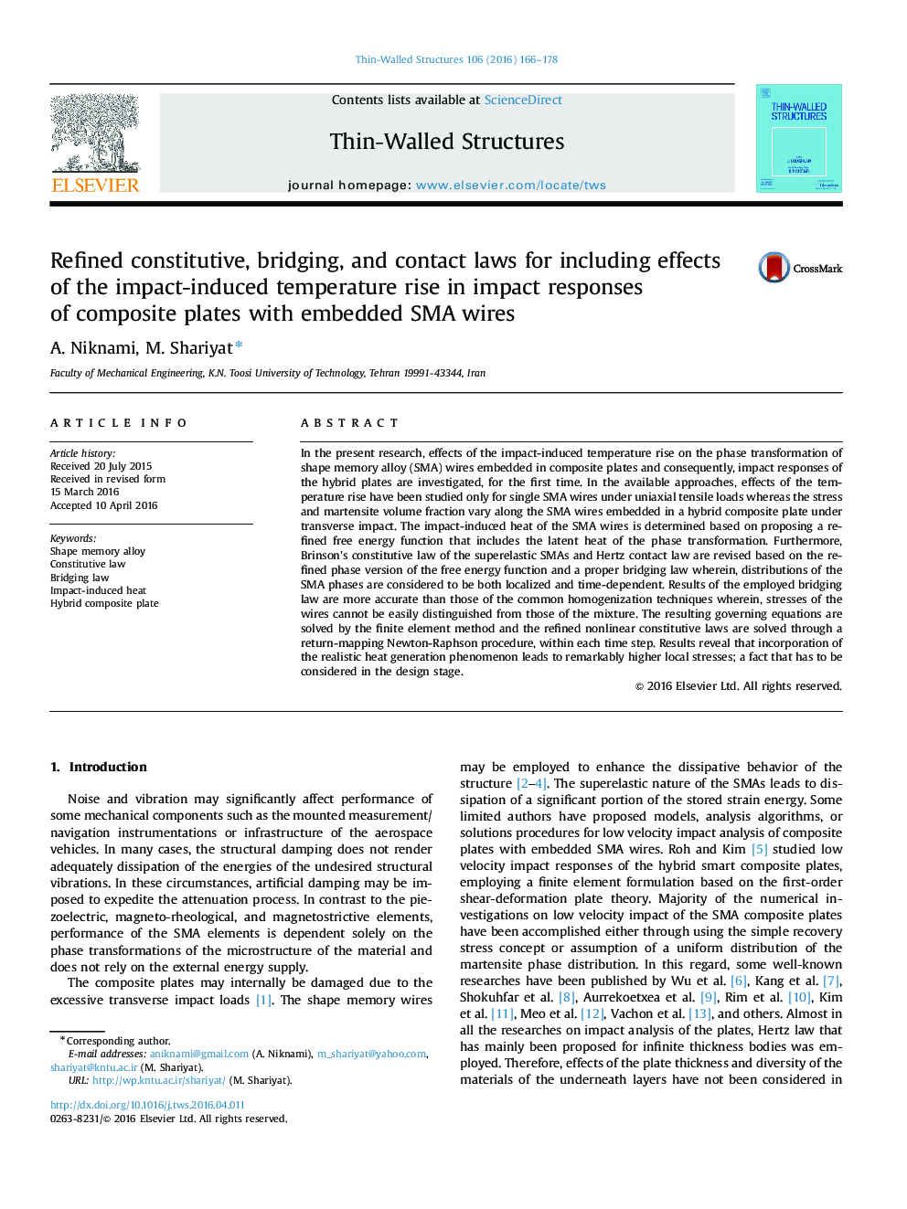 Refined constitutive, bridging, and contact laws for including effects of the impact-induced temperature rise in impact responses of composite plates with embedded SMA wires