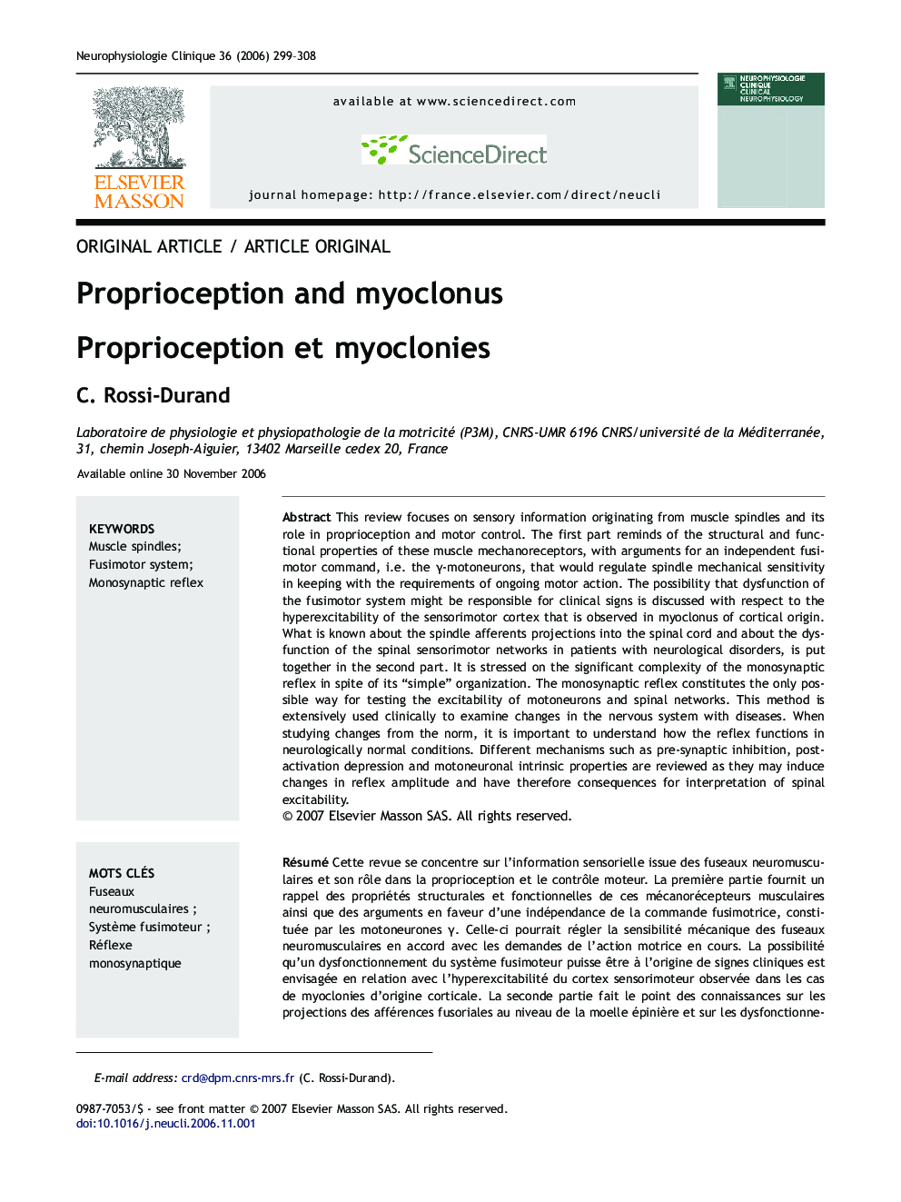 Proprioception andÂ myoclonus