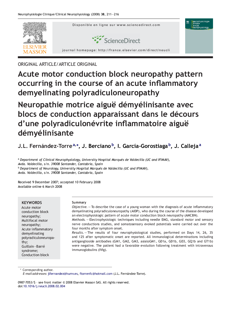 Acute motor conduction block neuropathy pattern occurring in the course of an acute inflammatory demyelinating polyradiculoneuropathy