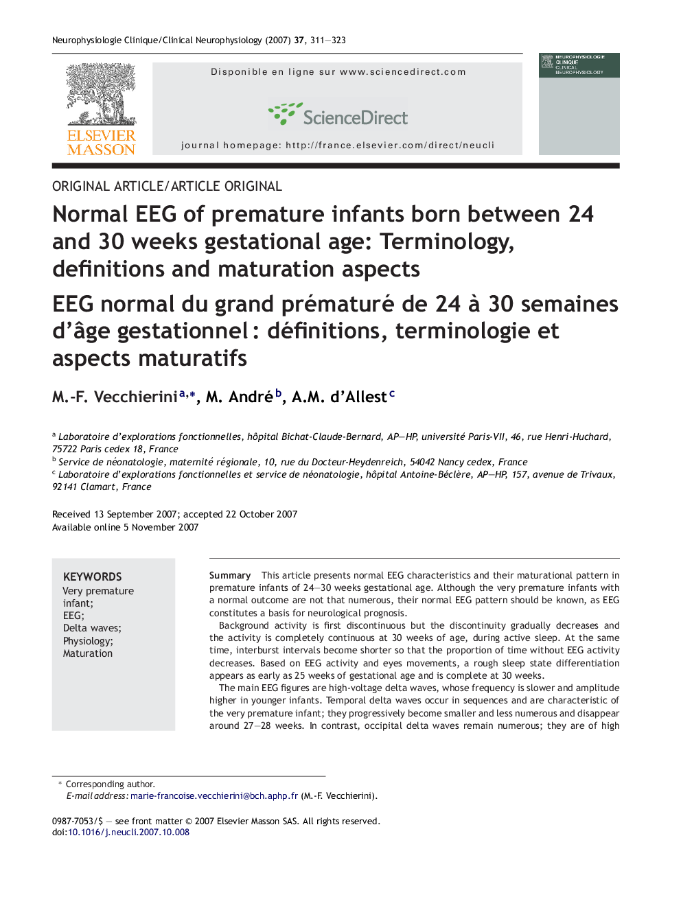 Normal EEG of premature infants born between 24 and 30 weeks gestational age: Terminology, definitions and maturation aspects