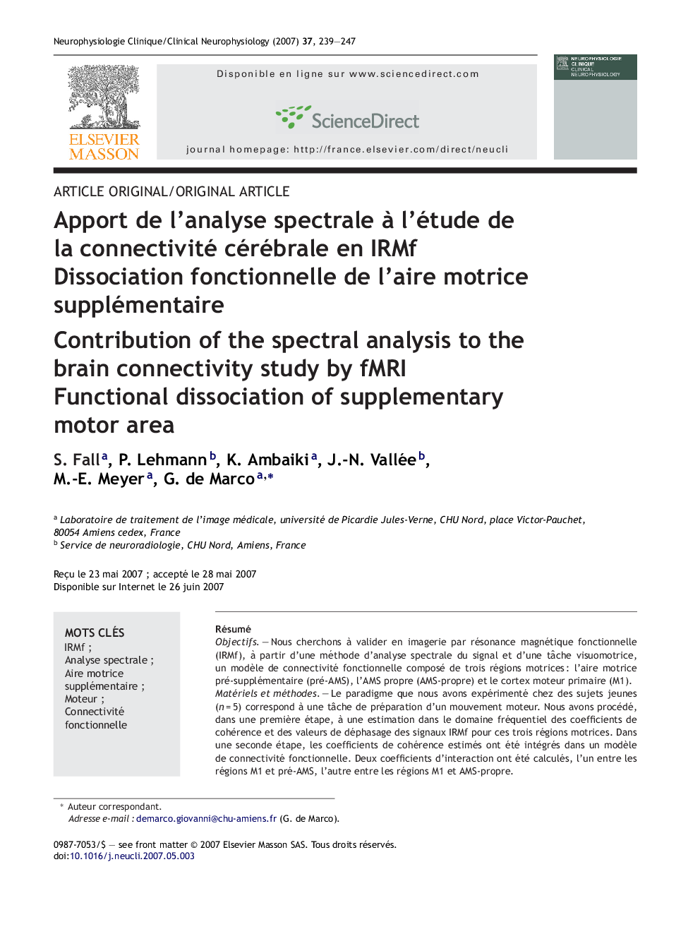 Apport de l'analyse spectrale Ã  l'étude de la connectivité cérébrale en IRMf