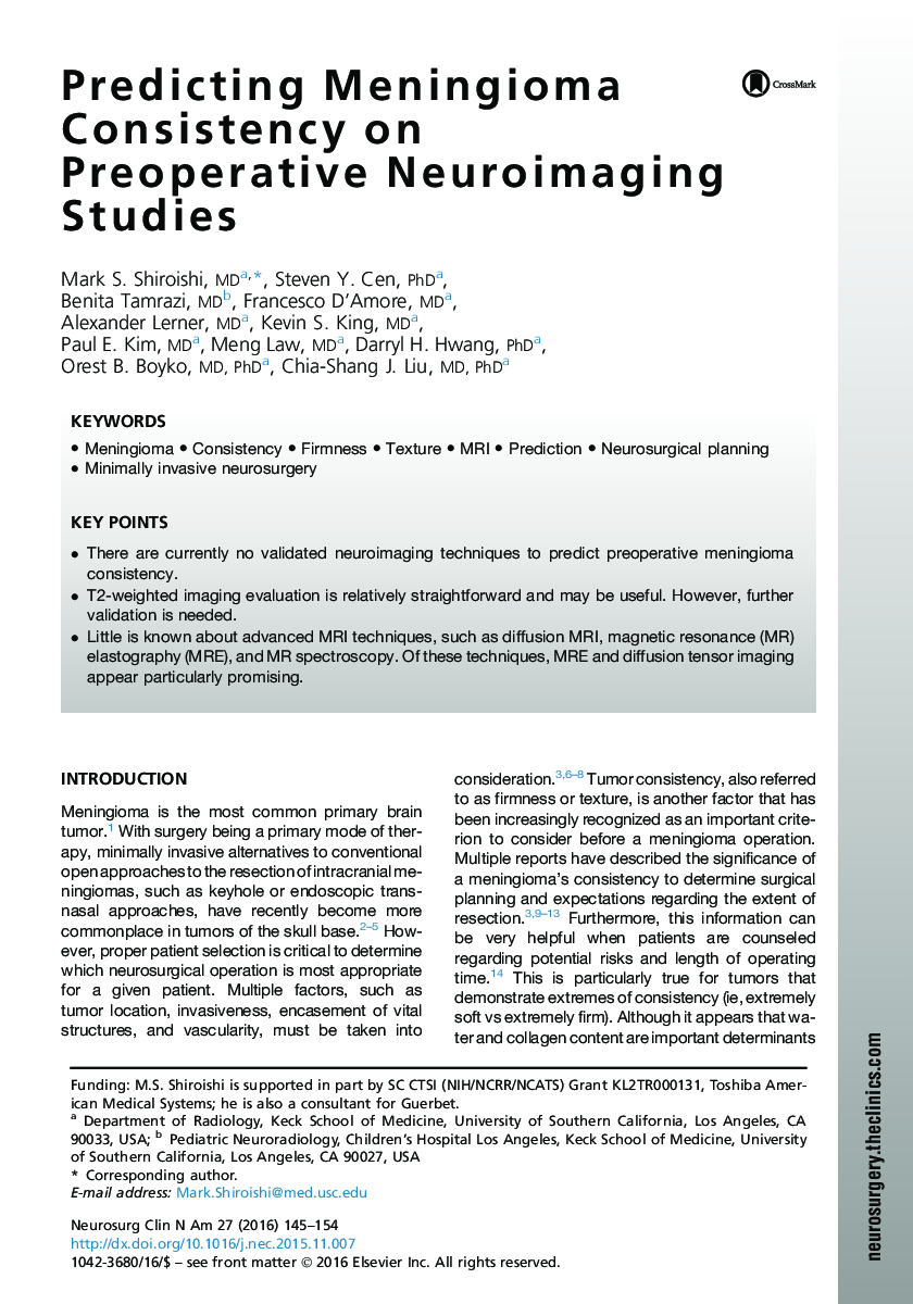 Predicting Meningioma Consistency on Preoperative Neuroimaging Studies