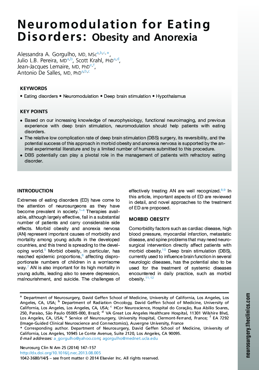 Neuromodulation for Eating Disorders